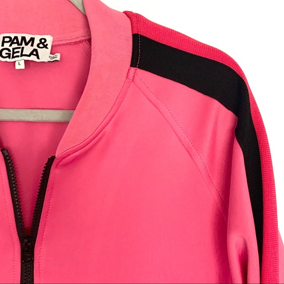 Pam & Gela Pink Crop Track Jacket / Side Stripes - Picture 6 of 11